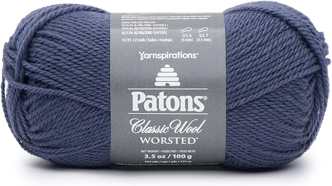 Patons Classic Wool Indigo Yarn - 5 Pack of 3.5oz/100g - Wool - 4 Medium - 210 Yards - Knitting/Crochet