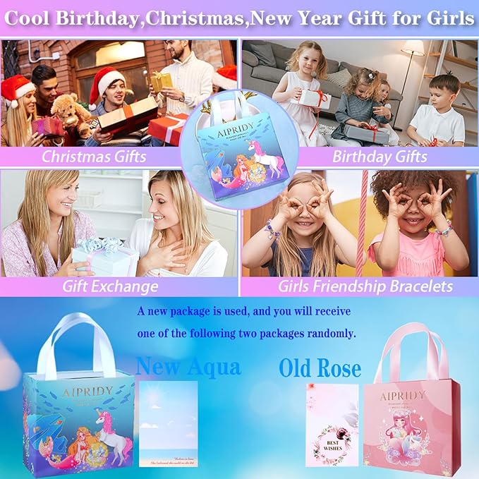aipridy charm bracelet making kit,unicorn mermaid crafts gifts set can inspires imagination and creativity,jewelry making kit perfect gifts for girls 5-12 years old (84 pieces)