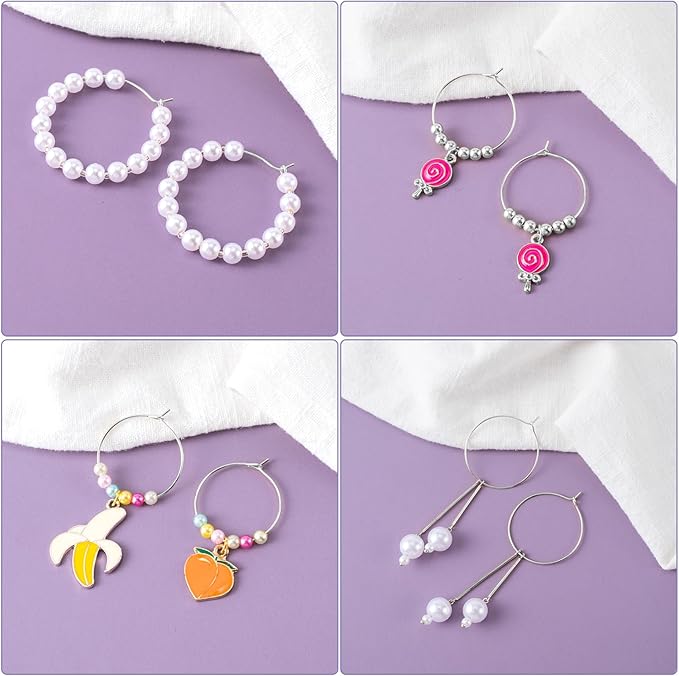 OIIKI 120PCS Earring Hoops, Beading, 4 Sizes, Silver Plated, Open, Round, for DIY Jewelry Crafts