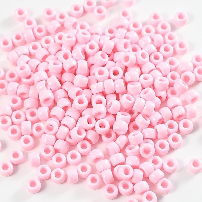 1000 Pcs Acrylic Pony Beads 6x9mm Bulk for Bracelet Necklace Jewelry Making Earring Hair Braiding Kandi Beads (Pink3)