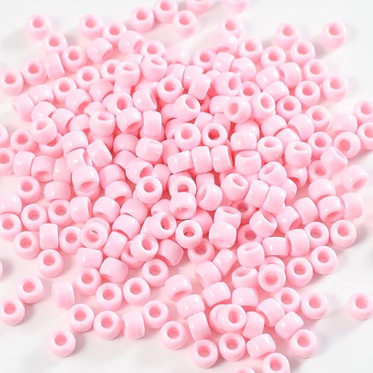 1000 Pcs Acrylic Pony Beads 6x9mm Bulk for Bracelet Necklace Jewelry Making Earring Hair Braiding Kandi Beads (Pink3)