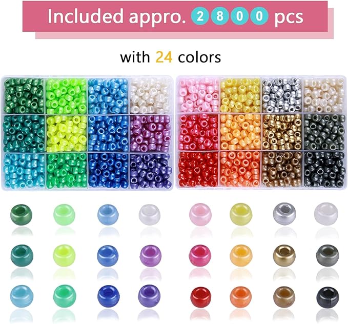 greentime pony beads, 2800 pcs 9mm bright pearl craft beads for bracelet making large hole bead hair bead for friendship diy crafts