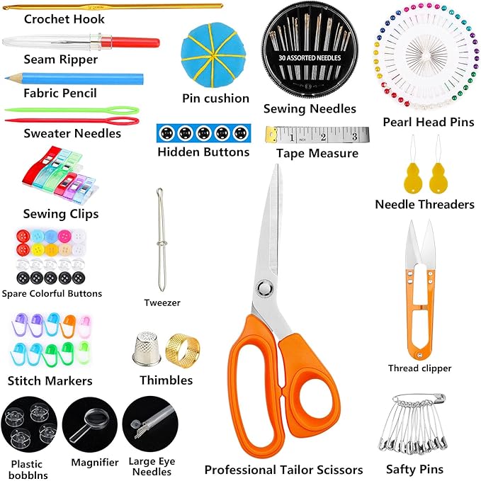 Sewing Kit for Adults,Maxfanay Needle and Thread Kit for Sewing,Professional Sewing Supplies Accessories with Tailor Scissors,43XL Thread,30 Needles,Yarn Snips and More for Travel Home Beginners