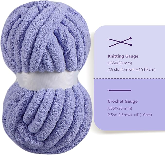 Blue Purple Chunky Chenille Yarn for Crocheting Bulky Thick Fluffy Yarn for Knitting,Super Bulky Hand Blanket, Soft Plush Yarn Crochet Carpet/Scarf/Cushion/ 8 Jumbo Pack(63.76oz/197.68yd