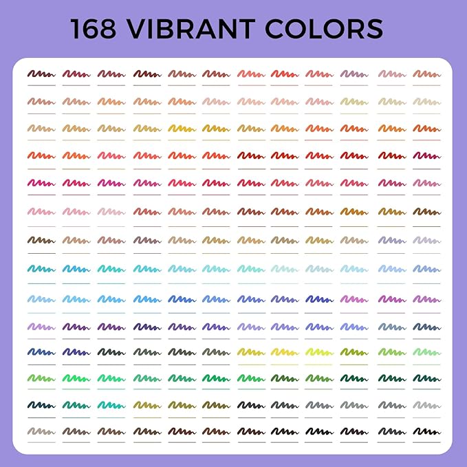Artecho 168 Colors Markers for Adult Coloring Books, Dual Tip Markers for School, Fine and Brush Tip for Adults Coloring Books, Calligraphy, Drawing, Sketching