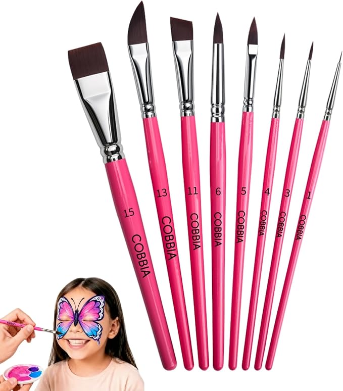 Face Paint Brush Set, 8pcs Artist Brushes for Body Face Painting,Acrylic Painting Watercolor Oil Gouache – Perfect for Artists, Performers, Party Makeup