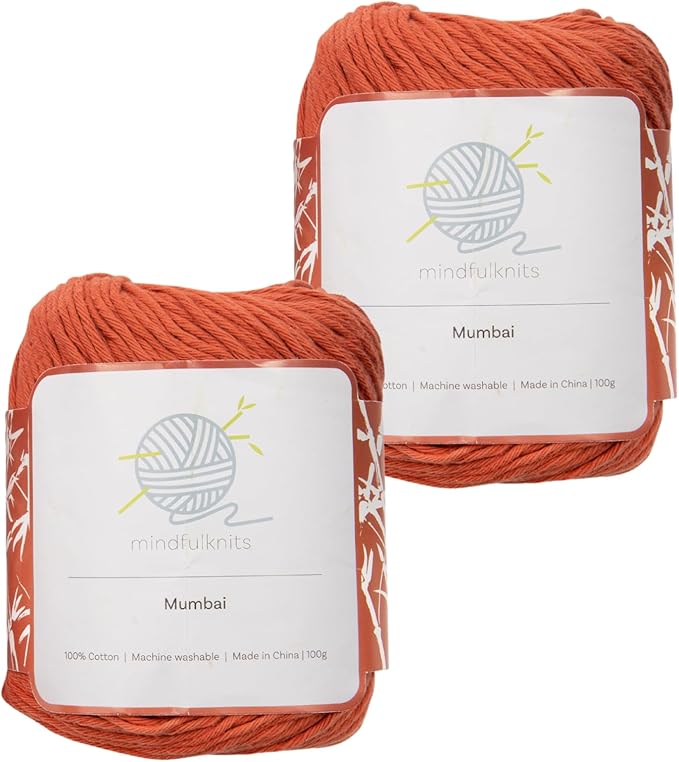 Knitting Yarn, Crochet Yarn, Mindfulness and Relaxation 100 Percent Cotton Yarn, Single Color 2-Pack - Medium Number 4 Worsted Bundle, Soft & Gentle for Garments, Amigurumi, Baby Items by mindfulknits