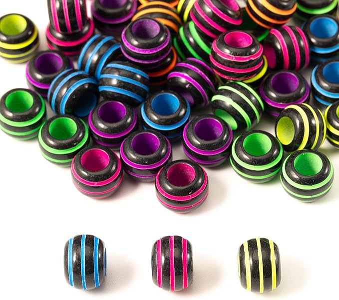 Gxueshan 1000 Pcs Acrylic Plastic Mix Rainbow Pony Beads 6x9mm Large Hole Pens Hair Braiding Bulk Kandi Beads for Friendship Bracelet Necklace Jewelry Making Kit