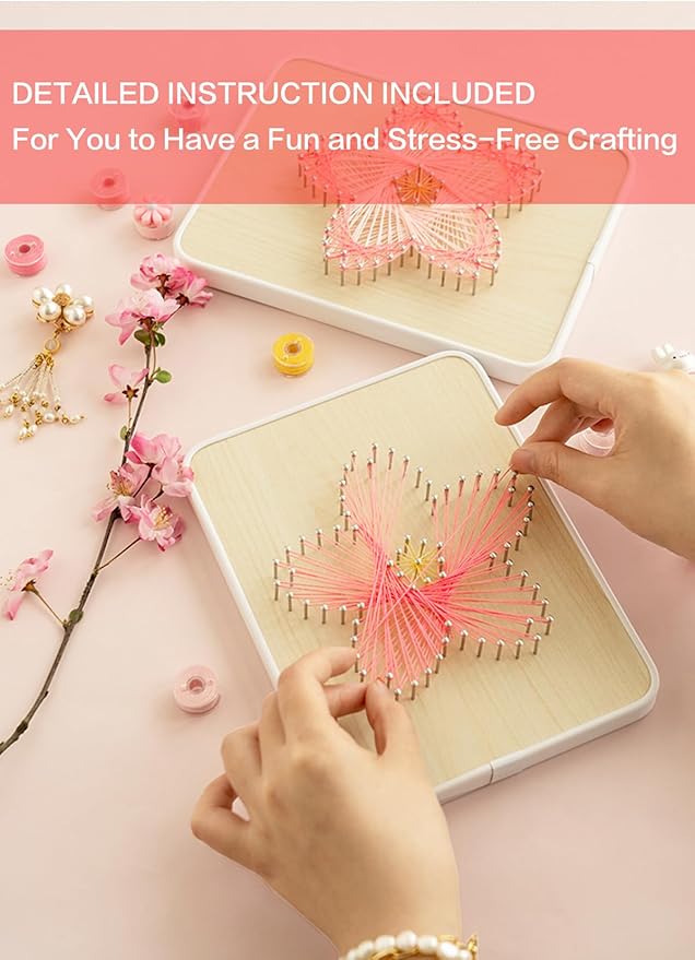 BAZIMA DIY String Art Kit for Beginner,Unique Gift, DIY Sakura Craft Kit,Craft Kit for Holidays