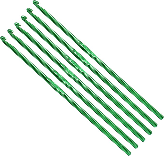 Auvotuis 6Pcs 4mm US Size G (Size 6) Aluminum Crochet Hook Knitting Needles for DIY Craft Yarn, Green