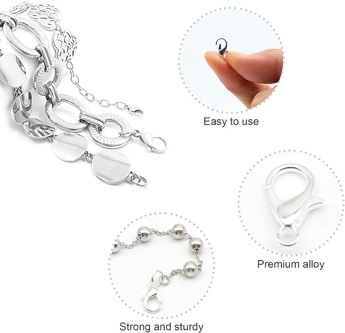 Lobster Claw Clasps, 300 Pcs 12mm Bracelet Closures with Jump Rings for Jewelry Making DIY Keychain Necklace by FENGWANGLI(Silver)