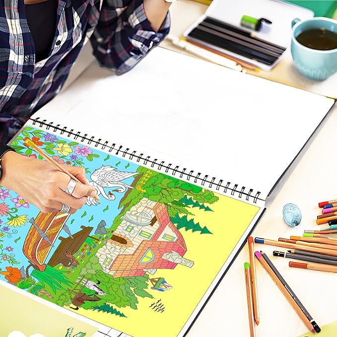 Aannanl Adult Coloring Book Set of 3 Coloring Books for Adults Relaxation Include Mandalas,Flowers and Fairytale House Theme,Color Books for Women Men to Relieve Anxiety and Stress Relief