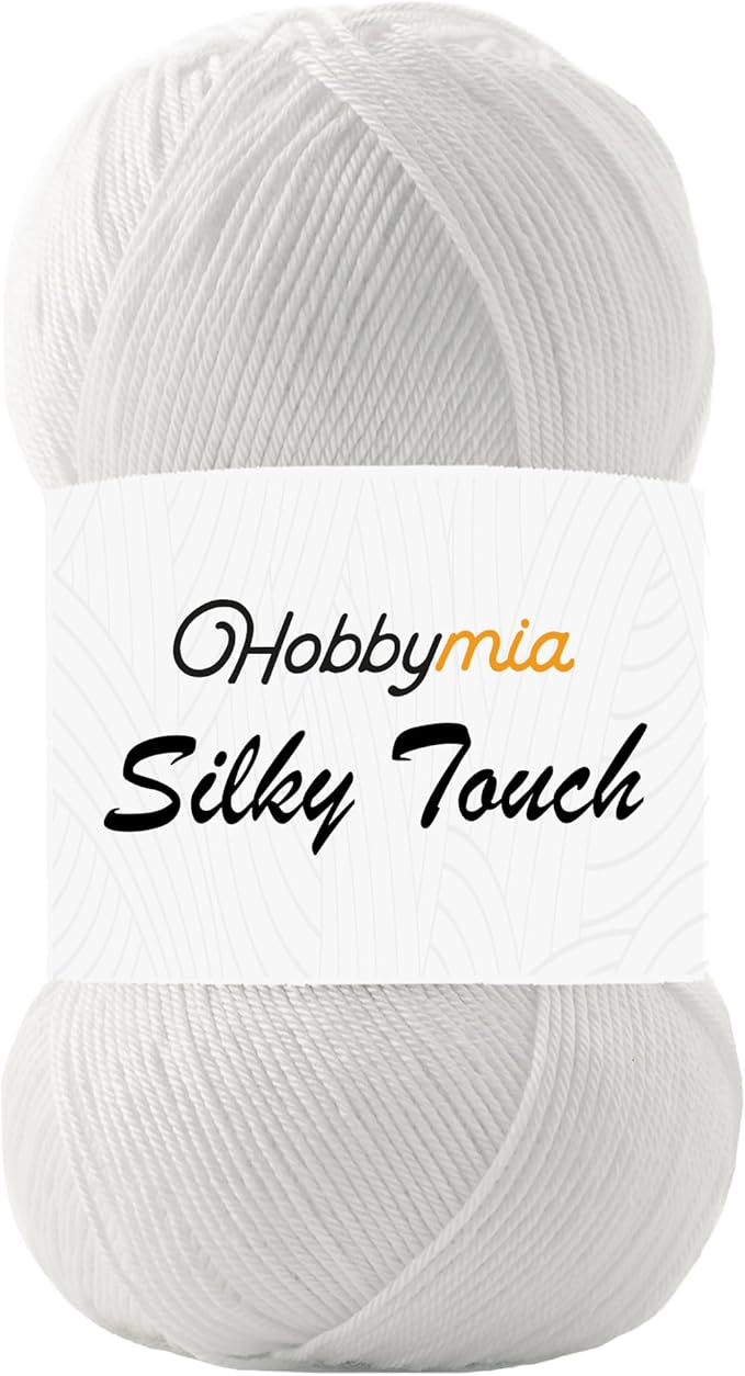 Silky Touch Acrylic Yarn - Soft Sport Weight Yarn for Crochet & Knitting - 100g / 383yds - 100% Microfiber Acrylic - Lightweight Fine Smooth Yarn(White - White, 1 Skein)