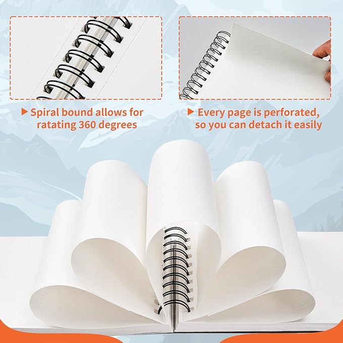 MARTCOLOR 5.5X8.5” Premium Sketch Book Set, 1 Pack, 100 Sheets(68 lb/100gsm) Sketchbook, Spiral Bound, Acid-Free Drawing Paper, Artist Sketch Pad for Beginners Artists, Perfect for Most Dry Media