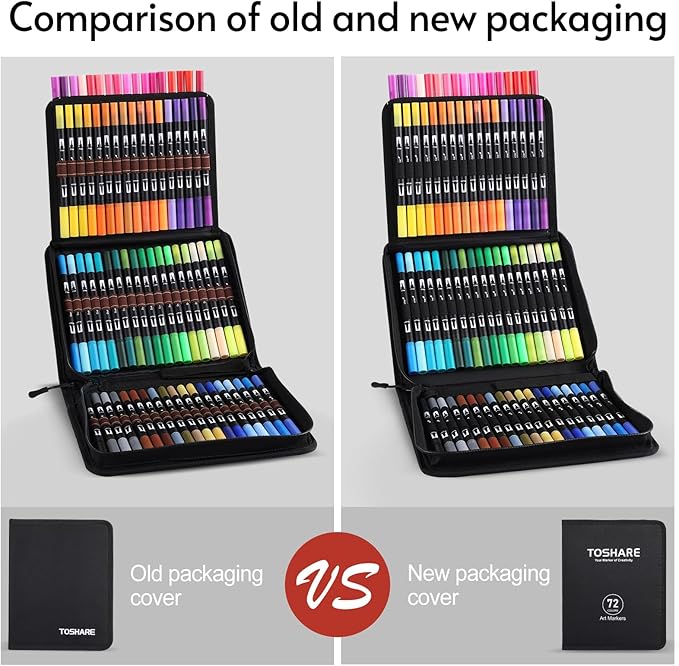 Art Markers Pens Dual Tip Coloring Markers Set with Brush & Fine Nib for Adult Coloring Book Brush Pens Professional Calligraphy & Drawing Art Supplies Kit for Adults (72 Colors)