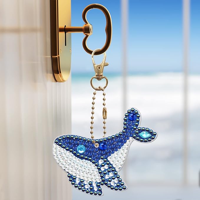 Diamond Painting Keychains Kits, Double Sided Diamond Art Keyrings for Adults, DIY Art Key Rings Ornaments Kits