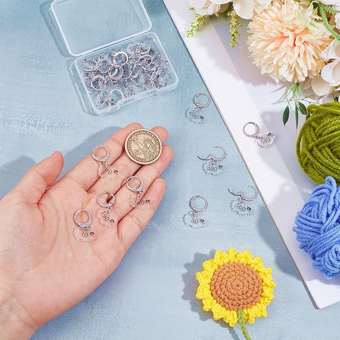 BENECREAT Sheep Stitch Markers, Clear Acrylic Crochet Stitch Marker Charms for Knitting Weaving Sewing Accessories Quilting