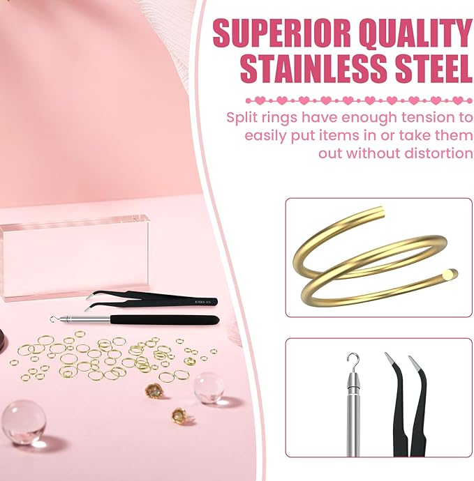 500 Pcs Double Open Jump Rings Kit, Zinc Alloy Mini Round Split Craft Jump Keychains Key Ring with Double Loops Connectors for Jewelry Making, Bracelets, Necklace, DIY (5, 6, 8, 10, 12mm)