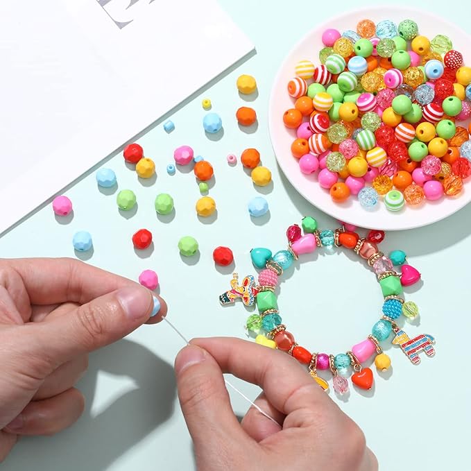 1500PCS+ Mexican Beads for Jewelry Making, Colorful Polymer Clay Beads Assorted Pearl Crystal Acrylic Spacer Beads, Cinco De Mayo Sombrero Chili Cactus Fiesta Charms for Bracelet Making DIY Crafts