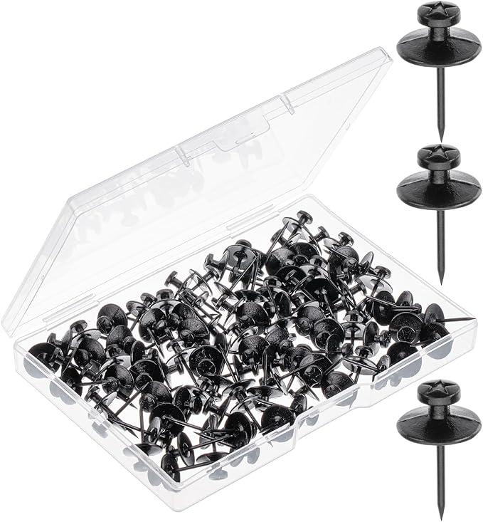 Mr. Pen- Double Headed Picture Hanging Nails, 100 pcs, Double Headed Nails with Storage Box, Black Thumb Tacks for Wall, Black Push Pins for Wall Pins for Hanging