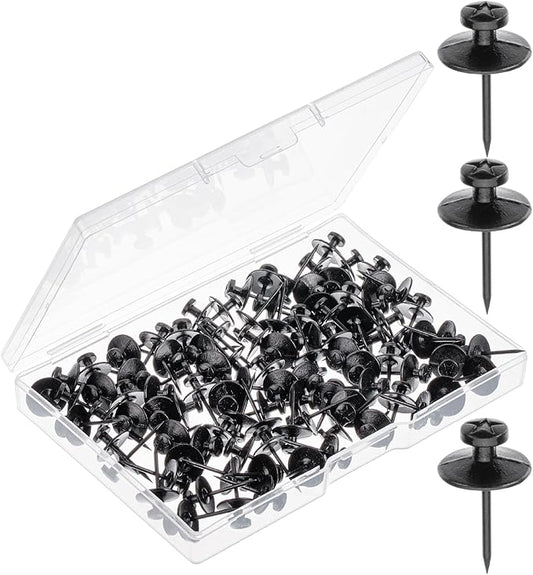 Mr. Pen- Double Headed Picture Hanging Nails, 100 pcs, Double Headed Nails with Storage Box, Black Thumb Tacks for Wall, Black Push Pins for Wall Pins for Hanging