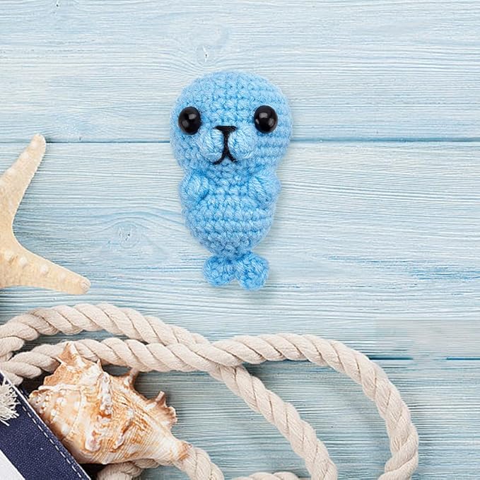 ACRNIGHEET Crochet Kit for Beginners Crochet Starter Kits Gift Makes 4 Seals Knitting Kit for Adult Amigurumi Craft Knitting Crochet Animals Kits Learn to Crochet with Step-by-Step Video Tutorials