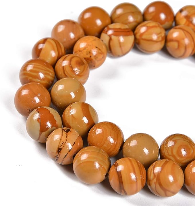 90pcs 4mm Natural Woodgrain Jasper Gemstone Round Spacer Loose Stone Beads for Jewelry Making 15.5" 1 Strand (Woodgrain Jasper, 4mm 90Beads)