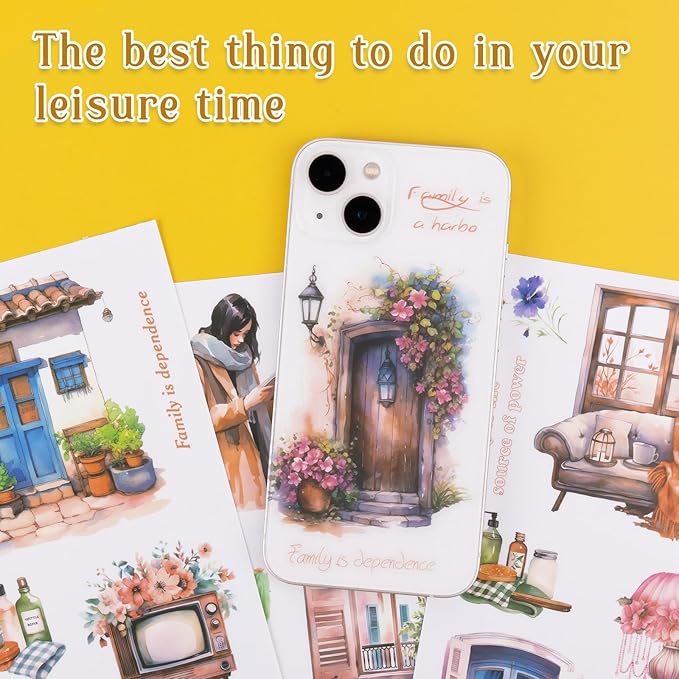281PCS Pre-Cut Junk Journal Sticker for Adult, 20 Sheets Watercolor Scrapbook Sticker Book, Scrapbooking Supplies Stickers for Planner Cottagecore Decorative DIY Craft Project