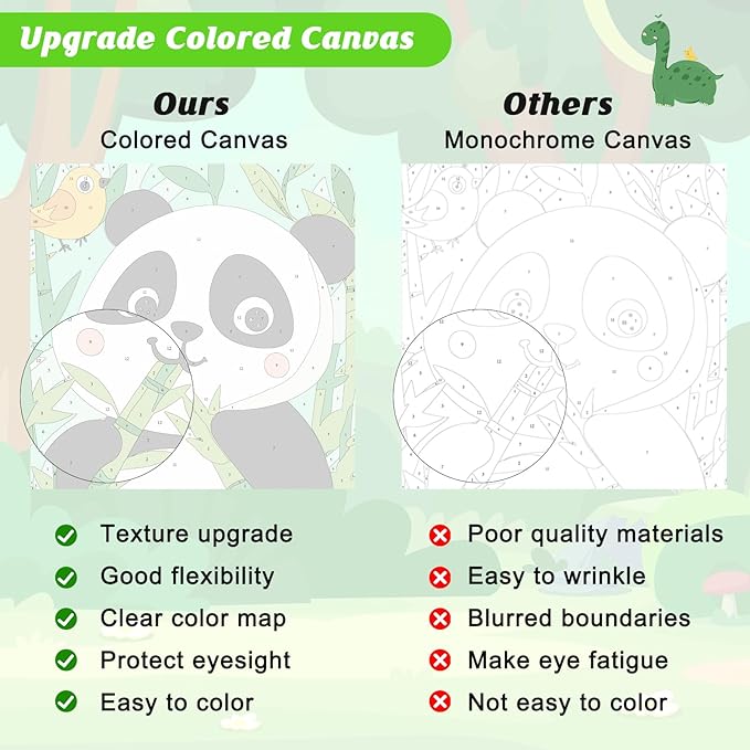 KEYIFA 4 Pack Framed Paint by Numbers Kit for Kids Age 6-12, Easy Animal Paintings for Adult Beginner, Framed Acrylic Canvas Painting for Home Decor Children Gift, 8x8 in (Sloth+Panda+Hedgehog+Frog)