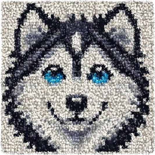 Numptain Latch Hook Kits for Adults,DIY Rug Crafts Wolf Pattern Color Printed Canvas,Latch Hook Kits for Beginners Handmade Needlework Crafts Home Decoration,12"x12"