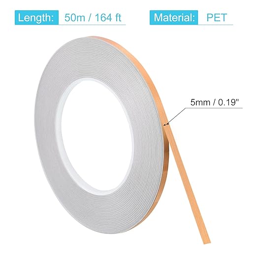 uxcell Metallic Tape, 0.19 in x 164 ft Self Adhesive Metalized Polyester Film Tape Waterproof Shiny Washi Tape for Walls Graphic Arts Gifts Wrapping Crafts Decoration, Brushed Rose Gold