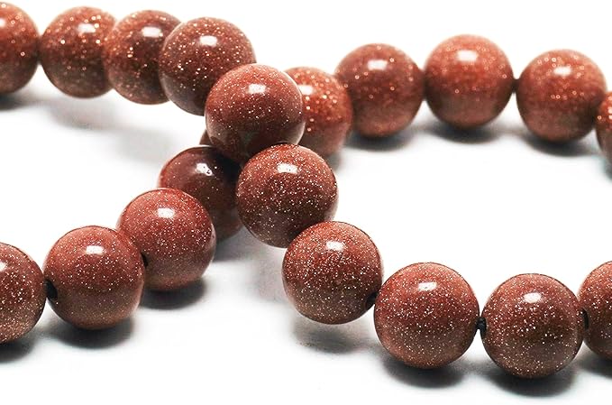 Stone Beads for Jewelry Making - 10mm Gemstone Round Beads for Bracelets(34-37pcs, Red Sand)