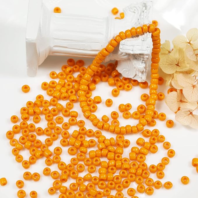 Bala&Fillic Opaque Light Orange Color 4mm Seed Beads About 1200pcs/100Grams in Bag, 6/0 Glass Craft Beads for Making Bracelet and Necklace (Light Orange,4mm)