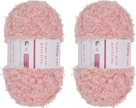 MECCANIXITY 2 Skeins Fur Yarn Soft Fluffy Chunky Yarn Fuzzy Eyelash Yarn Dark Pink for Crocheting Knit Clothes Bag - 55Yard/50m, 3.27ozx2