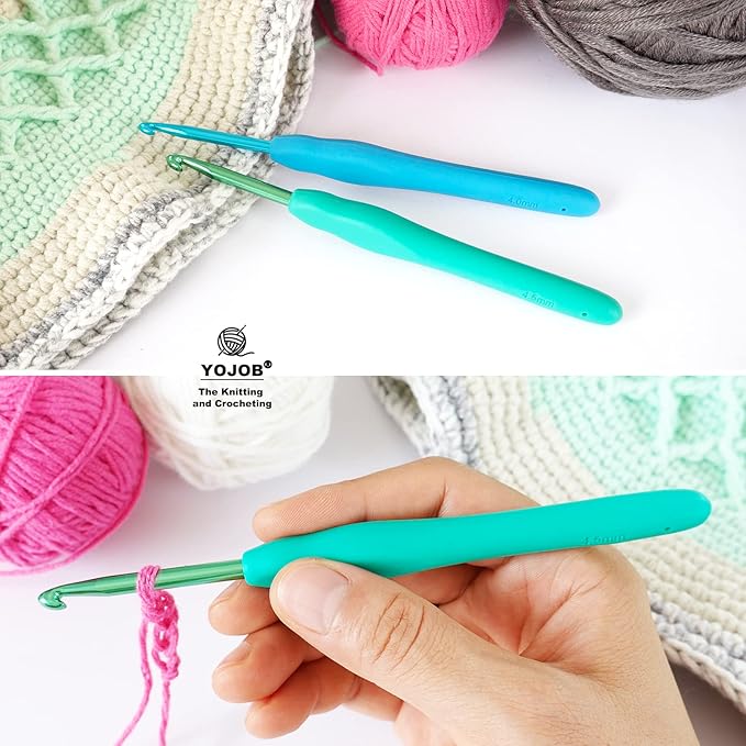 YOJOB 2Pack Size G / 4mm, 7/4.5mm Crochet Hooks, Super Smooth & Ergonomic for Beginner and Advanced (4.0mm, 4.5mm)