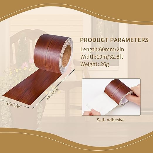 Wood Grain Repair Tape, 2" x 32ft Self Adhesive Tape for Furniture, Flooring, Cabinets, Doors, Windows, DIY Crafts - Durable, Easy to Use for Seamless Repairs