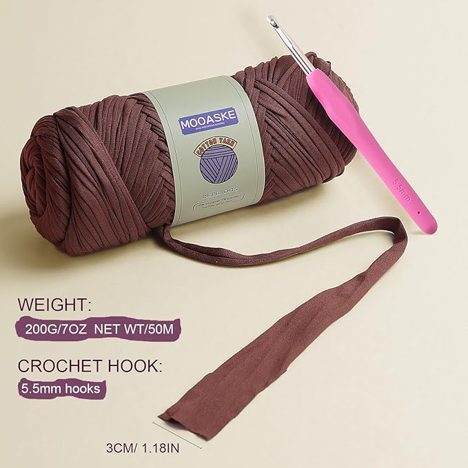 2 Pack T-Shirt Crochet Yarn for DIY Knitting Crochet Cloth Blanket Bag Dolls - 400g Chunky Thick Yarn for Crocheting with Polyester-Spandex Blend Elastic Fabric (Light Pink)