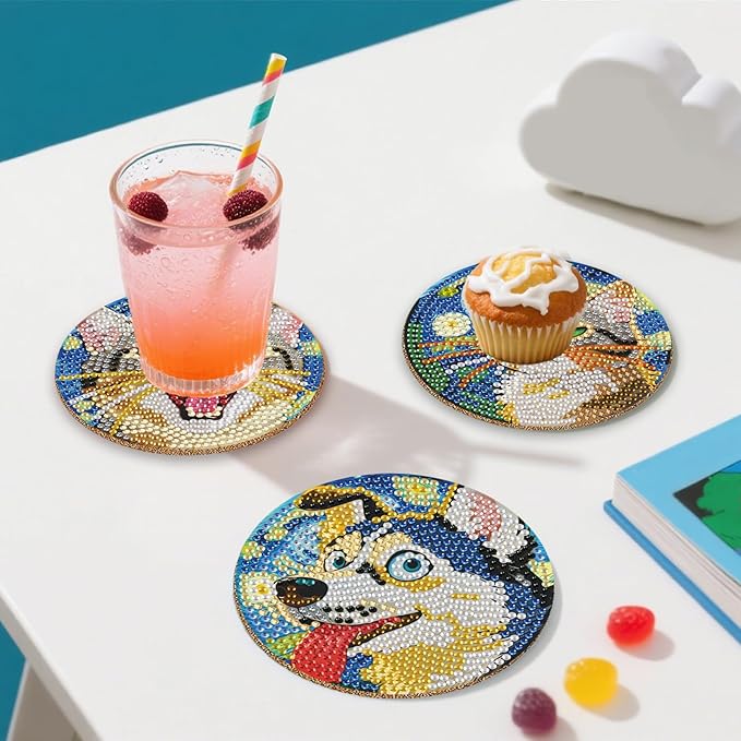 DOTZSO 8 Pcs Animal Diamond Art Coaster Kits with Holder,Diamond Painting Coasters for Adults Beginners,Party Home Decor Abstract,Fun Gifts for Women