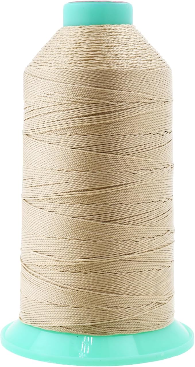 Mandala Crafts Size 207 630D T210 Bonded Nylon Thread - Cream 800 YDs Tex 210 Heavy Duty Sewing Threads for Leather, Jeans, Weaving, Outdoor Marine Upholstery