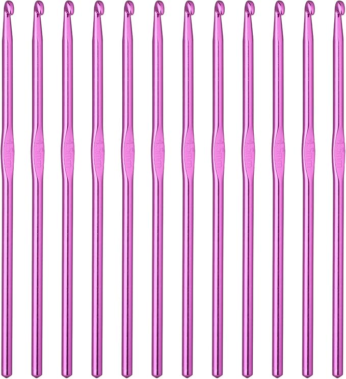 Abeillo 12 PCS Crochet Hook 4.5 mm Crochet Hooks Size 7 Aluminum Knitting Needles Craft Yarn, DIY Crochet Hooks Set for Knitting Scarf Hat