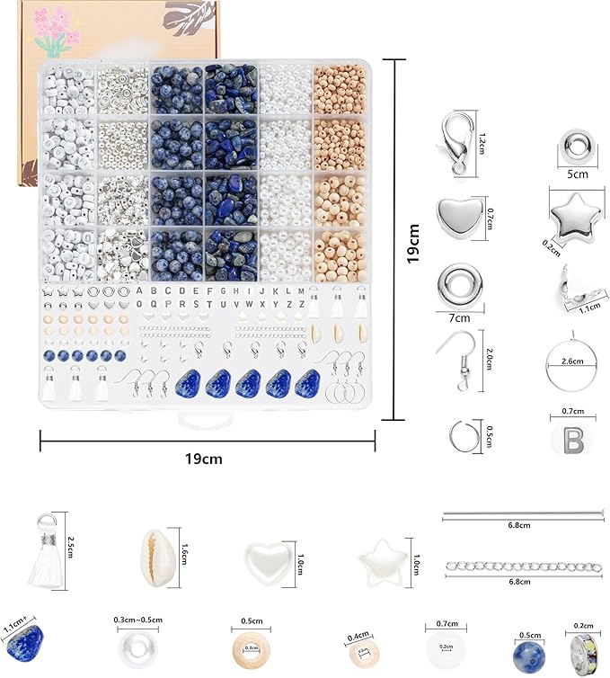 xyliise bracelet making kit natürliche perlen set for adults beads for bracelets silver jewelry making supplies diy jewelry necklace earrings (cz006-click the blue)