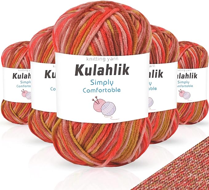 250g(5x50g) Acrylic Yarn for Crochet/Knitting, Colorful Gradient Yarn Thread, 5 Rolls Skeins, Perfect for Any Knitting Crochet and Crafts Mini Project