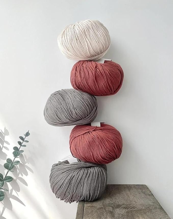 Fine Weight Knitted and Crocheted Cotton Yarn, 100% Long Staple Cotton Yarn, Baby Sports, 2 Packages of 100g/3.52oz (Per Skein 50g/162yards)-Phantom Grey