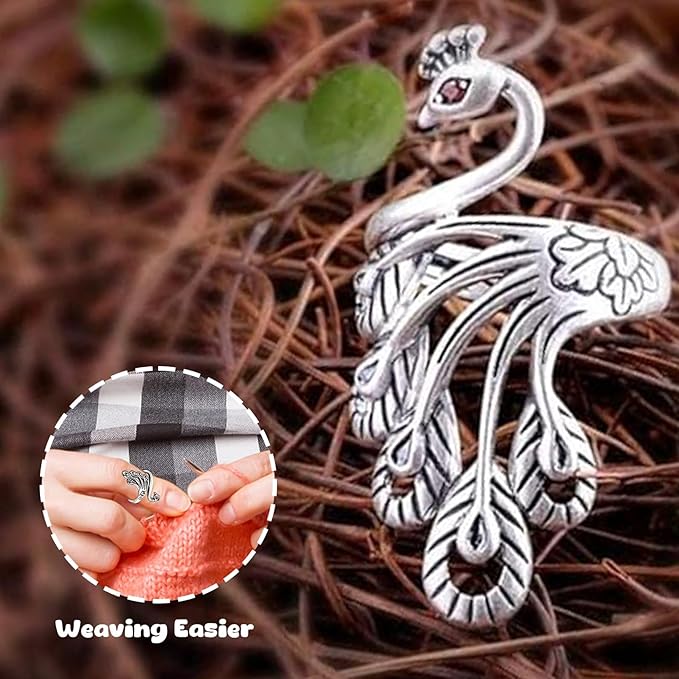 Adjustable Knitting Crochet Loop Ring 4 Pcs Crochet Ring for Finger Yarn Tension Rings Easy Crocheting Hand Knitting Supplies for Crochet Work for Women