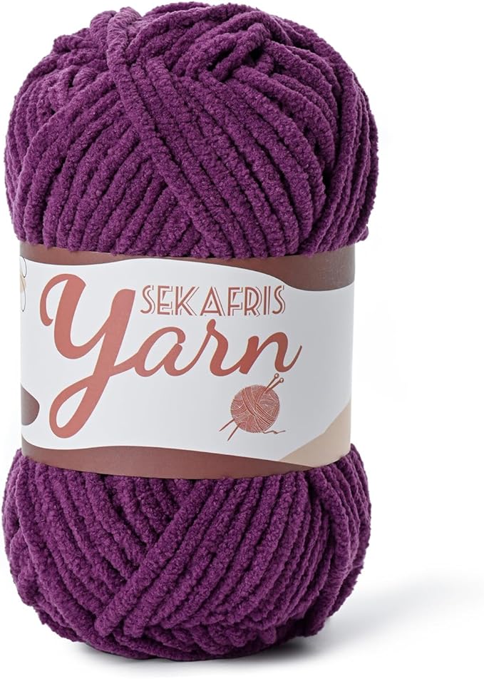 Fluffy Velvet Yarn for Crocheting，Baby Blanket Yarn for Crocheting Soft，50g(65.6yds) Amigurumi Yarns，Plush Chenille Crochet Yarns，Puzzle Yarn for Crochet Weaving Craft(Violet)