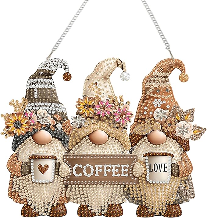AIBOERL Diamond Art Hanging Kit for Adult,Special Shaped Rhinestone,Double Sided 5D DIY Acrylic Diamond Art Painting Window Pendants Home Garden Wall Hanging Kits Hanging Ornament(Dwarf)