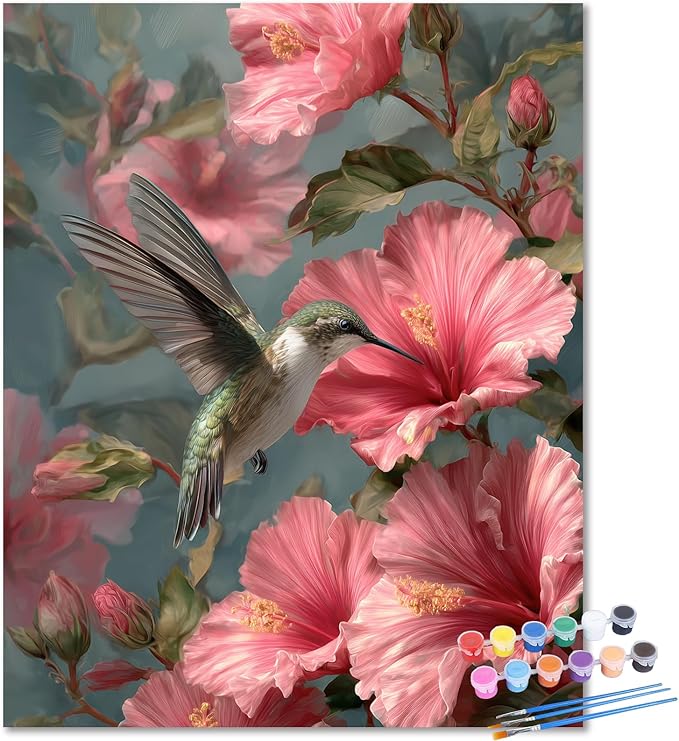 HMZephitiquc Hummingbird Paint by Number Kits for Adults, Hummingbird Paint by Numbers kit for Adults, Painting by Numbers, Oil DIY Crafts Home Wall Decor 16x20 in