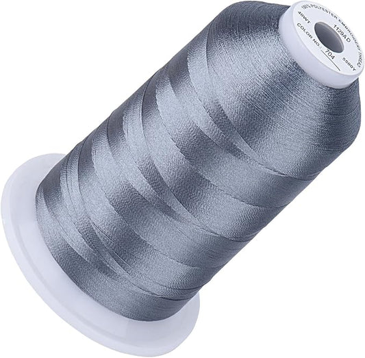 Simthread 5500Yds Embroidery Thread, 5000M High-Yardage 40WT 100% Polyester Thread – 170+ Vivid Colors, High-Speed Rated – Compatible with Brother, Singer, Janome & More - Pewter 704