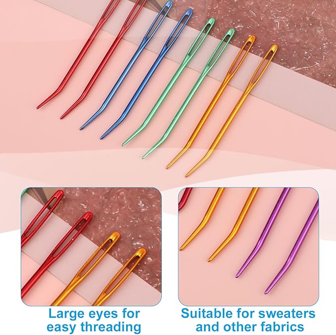 17pcs Large Eye Darning Needles, Yarn Needle Set Large-Eye Blunt Needles Wool Needles for Embroidery Tapestry Needle Macrame Needle Kit for Crocheting Sewing Gift Supplies (3 Types)