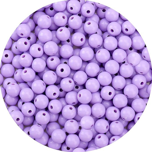 bonny boxx 500pcs 8mm smooth light purple acrylic round beads, plastic resin bubblegum balls chunky gumball beads for necklace and bracelet making, crafting supplies